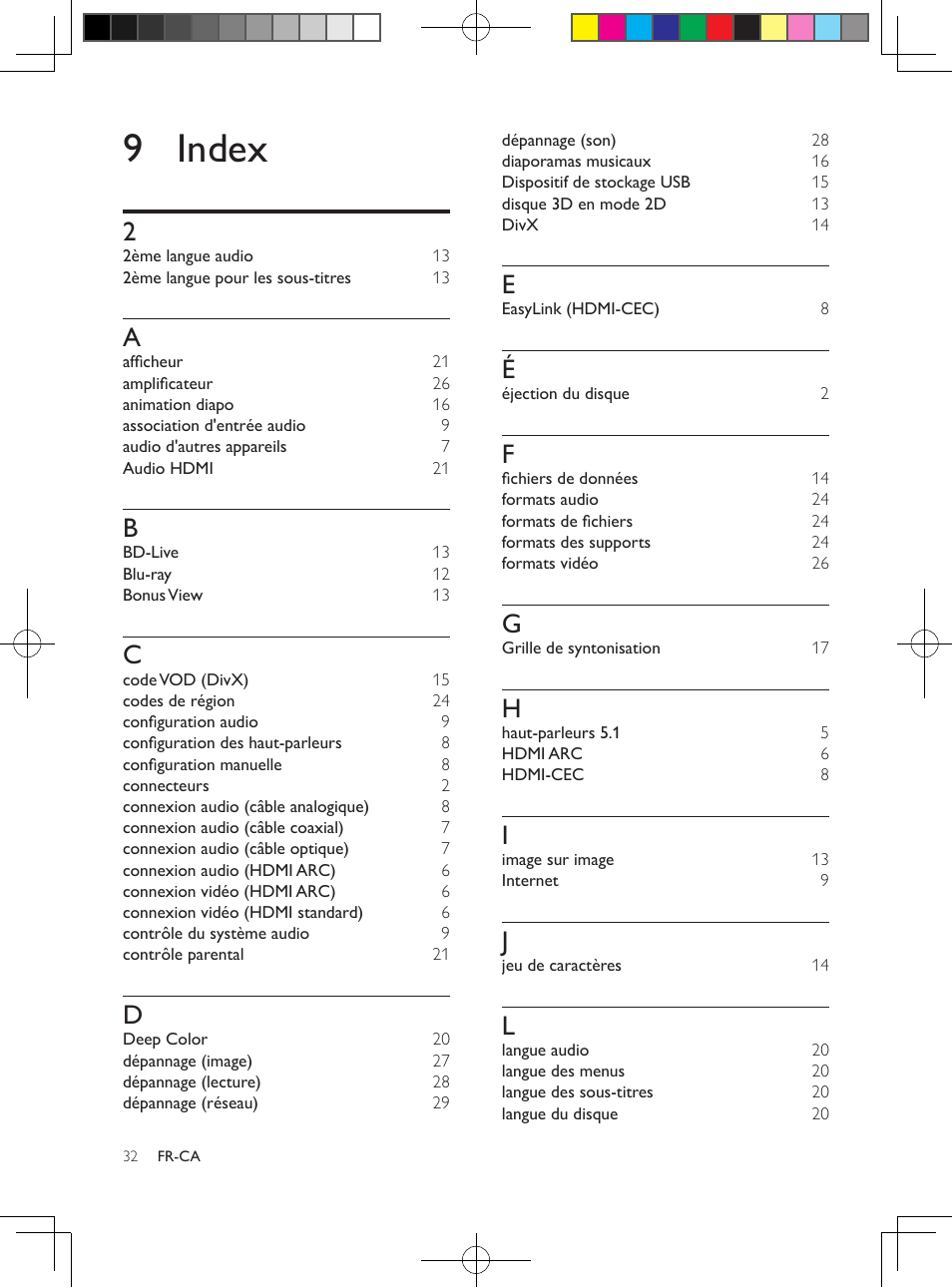 9 index | Philips 5.1 Home theater HTB3524 3D Blu-ray WiFi User Manual | Page 118 / 124