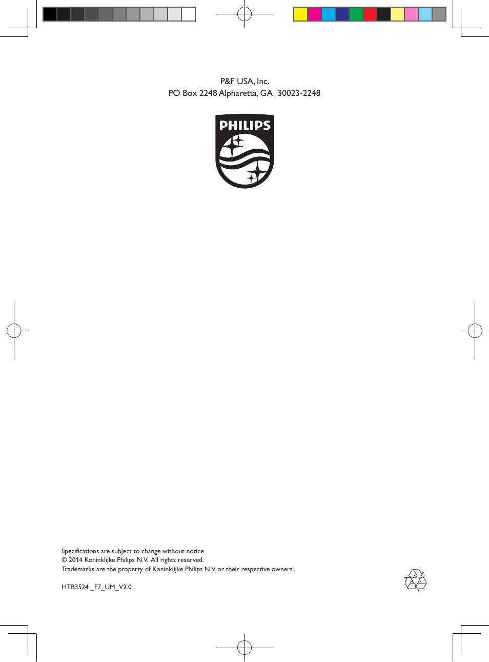 Philips 5.1 Home theater HTB3524 3D Blu-ray WiFi User Manual | Page 124 / 124