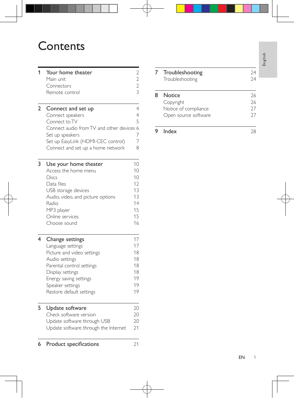Philips 5.1 Home theater HTB3524 3D Blu-ray WiFi User Manual | Page 21 / 124