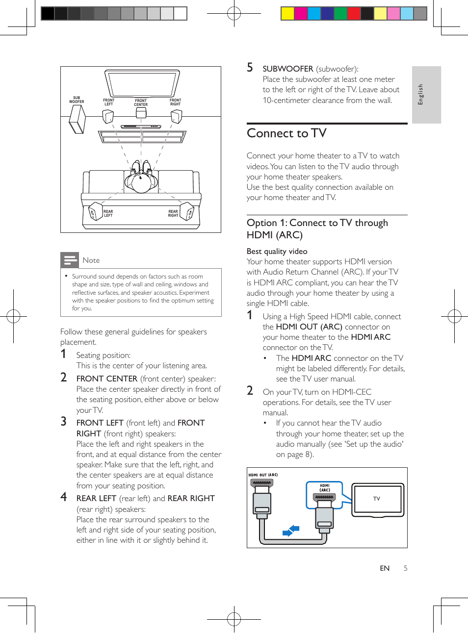 Connect to tv | Philips 5.1 Home theater HTB3524 3D Blu-ray WiFi User Manual | Page 25 / 124