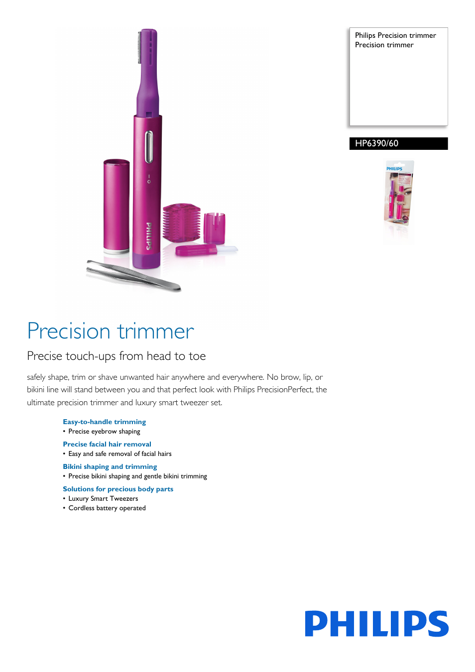 Philips HP6390-60 User Manual | 2 pages