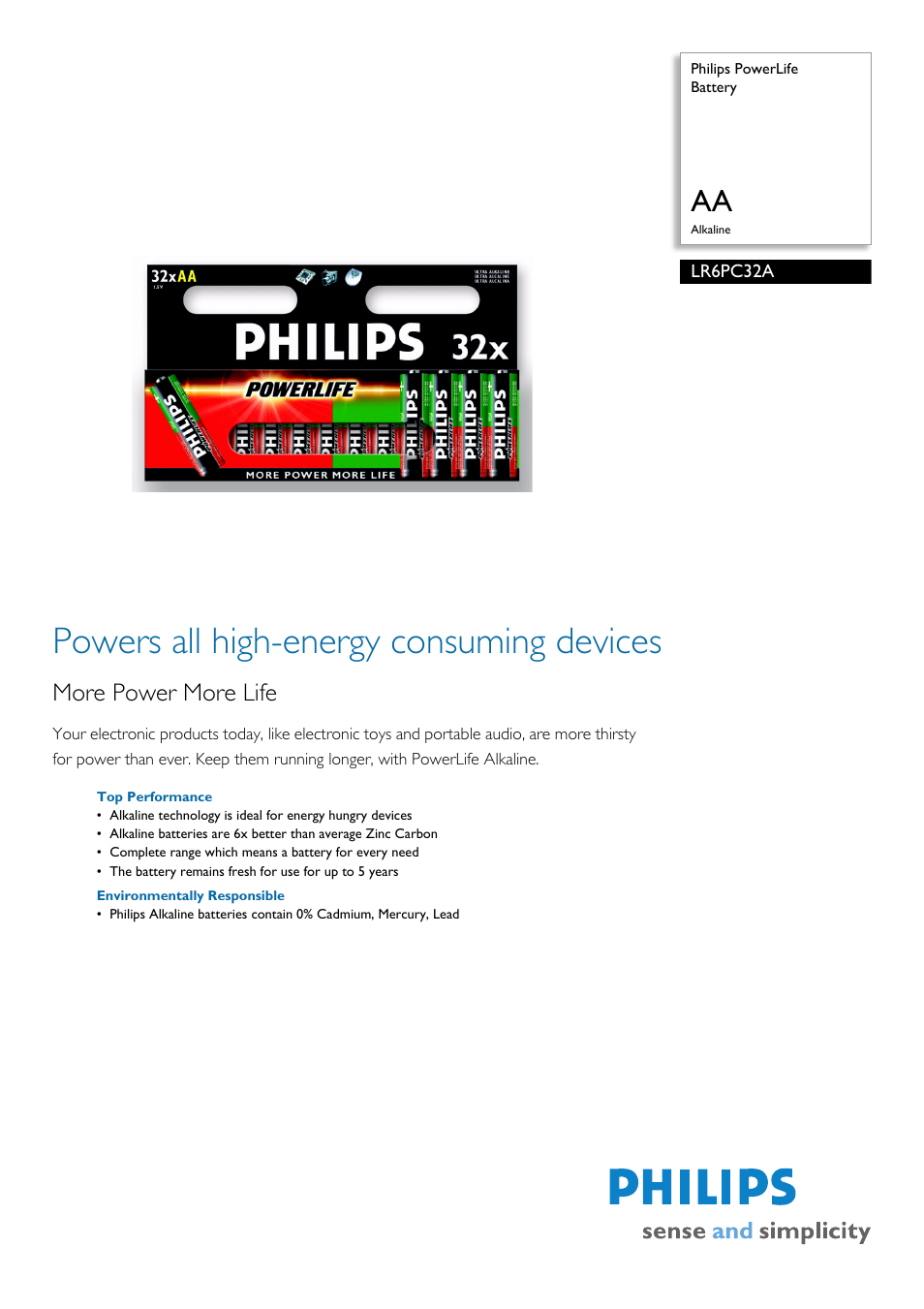 Philips LR6PC32A-27 User Manual | 2 pages