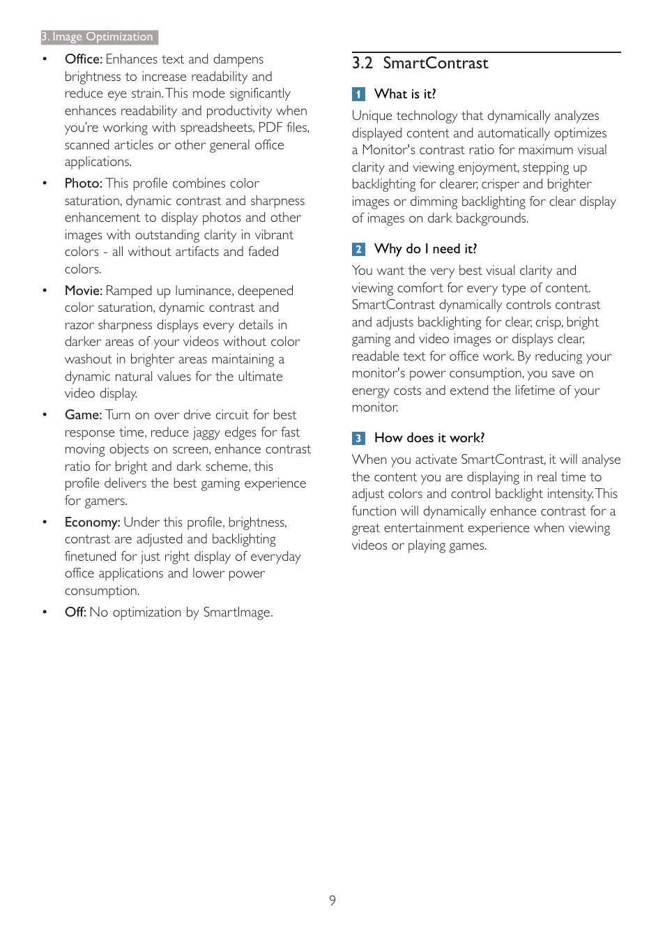 2 smartcontrast | Philips 273P3LPHEB-27 User Manual | Page 11 / 47