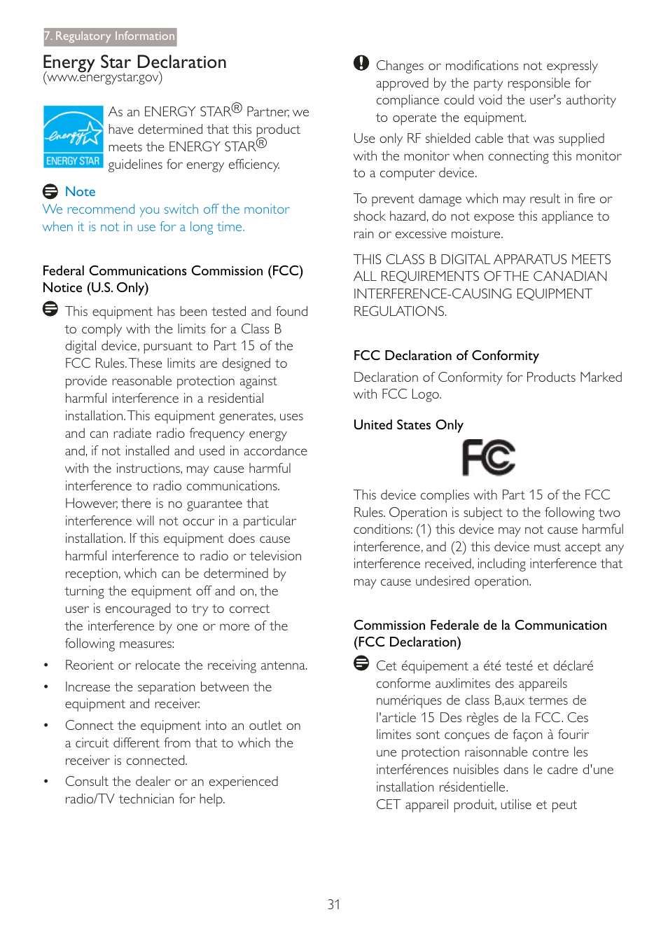 Energy star declaration | Philips 273P3LPHEB-27 User Manual | Page 33 / 47