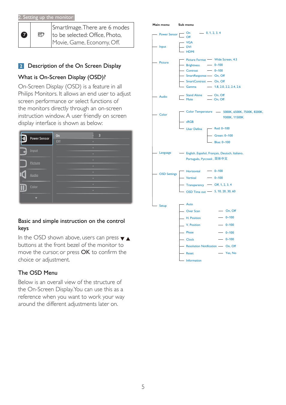 Setting up the monitor | Philips 273P3LPHEB-27 User Manual | Page 7 / 47