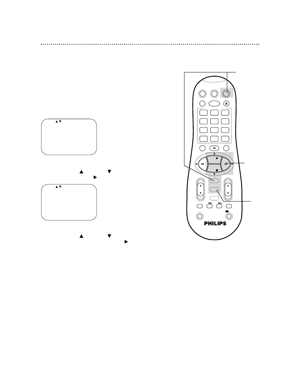 50 blue background, Press the vcr button, then press the menu button, Press the exit/status button | Philips VRA451AT99 User Manual | Page 50 / 60