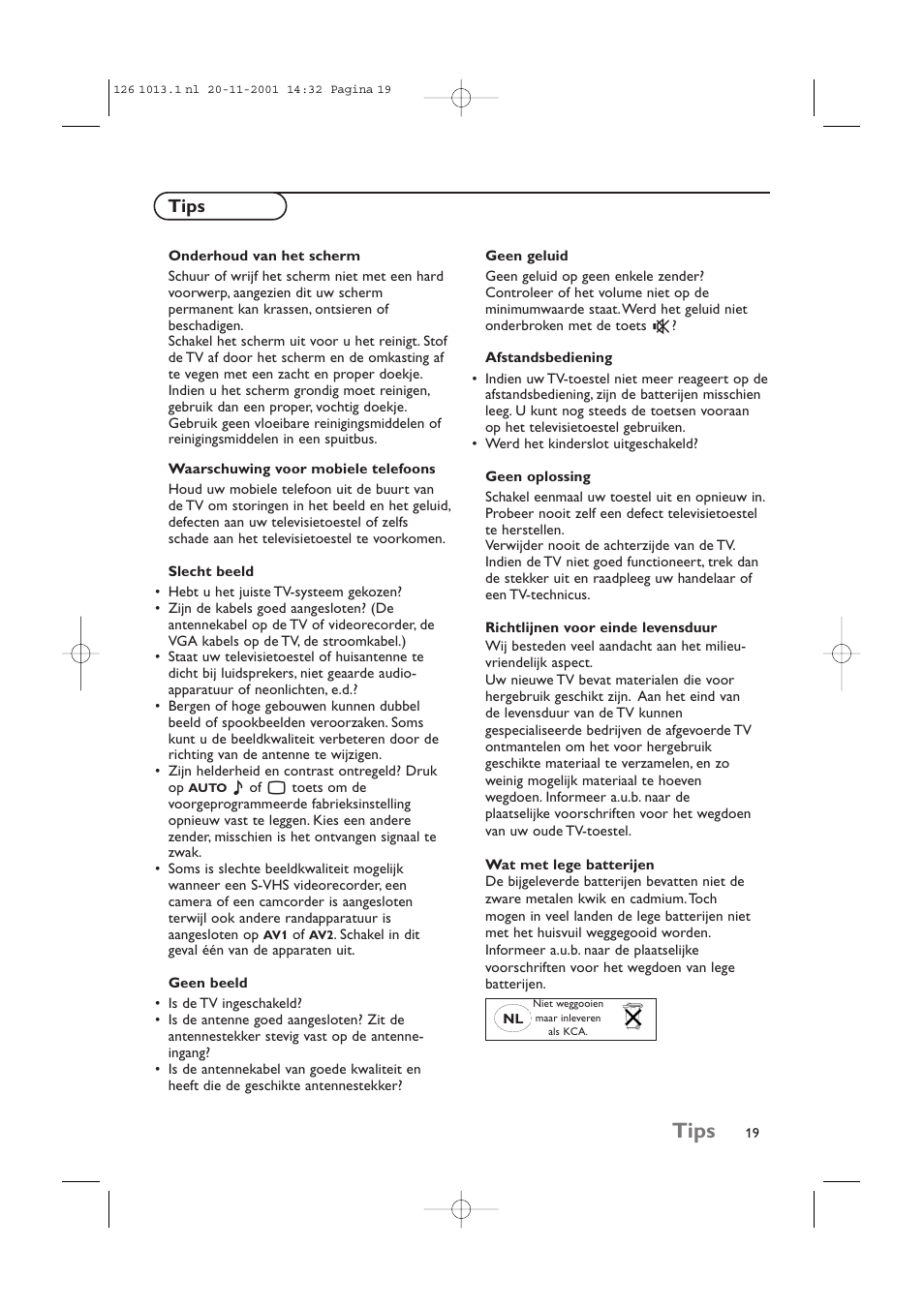 Tips | Philips 20LCD35 User Manual | Page 80 / 142