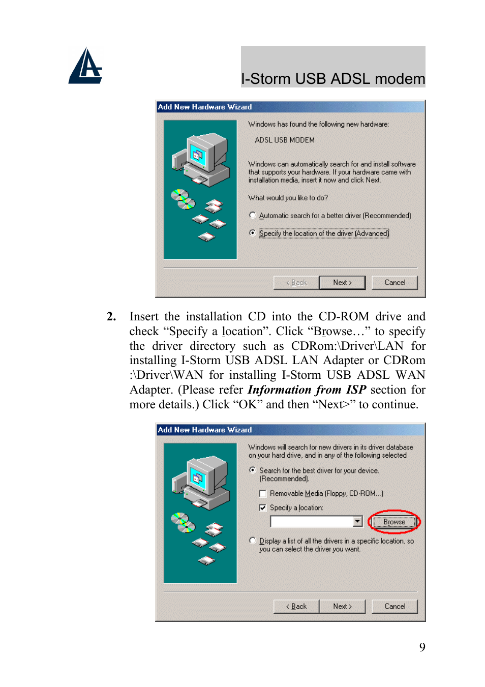 Atlantis Land I-Storm USB ADSL Modem A01-AU1 User Manual | Page 13 / 61