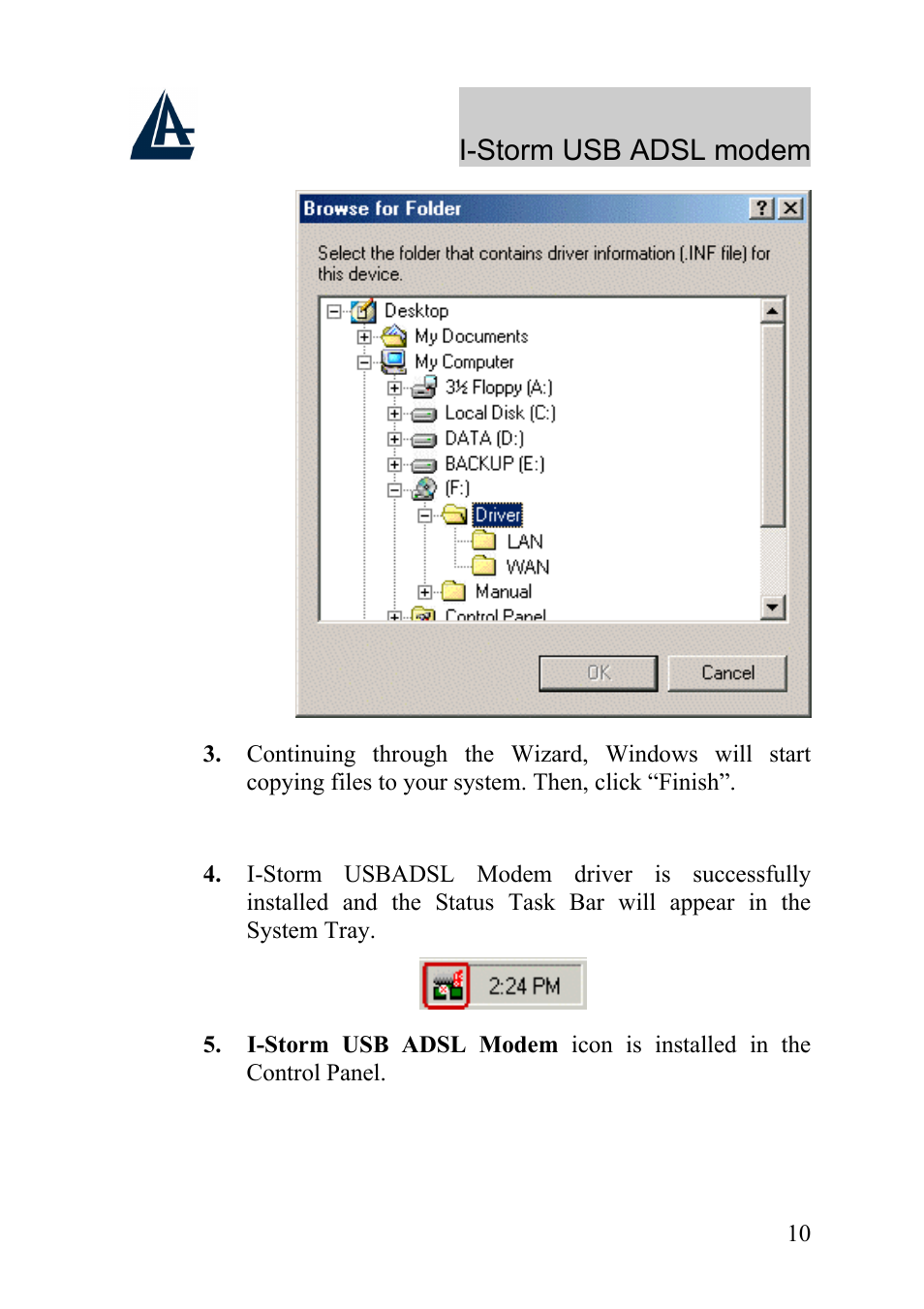 I-storm usb adsl modem | Atlantis Land I-Storm USB ADSL Modem A01-AU1 User Manual | Page 14 / 61