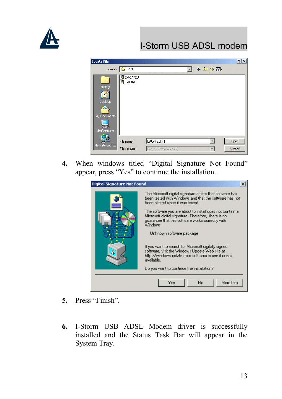 I-storm usb adsl modem | Atlantis Land I-Storm USB ADSL Modem A01-AU1 User Manual | Page 17 / 61