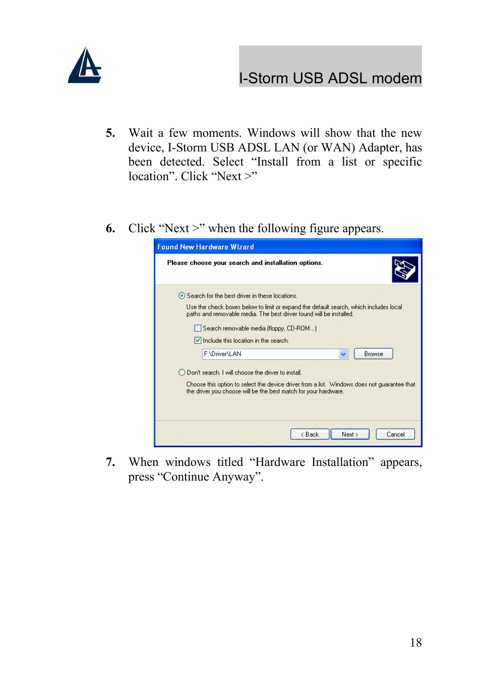 I-storm usb adsl modem | Atlantis Land I-Storm USB ADSL Modem A01-AU1 User Manual | Page 22 / 61