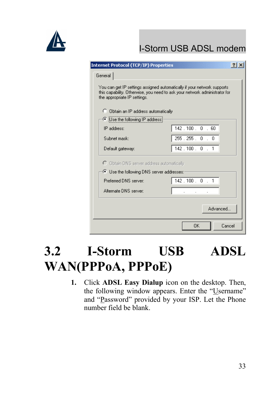 2 i-storm usb adsl wan(pppoa, pppoe) | Atlantis Land I-Storm USB ADSL Modem A01-AU1 User Manual | Page 37 / 61