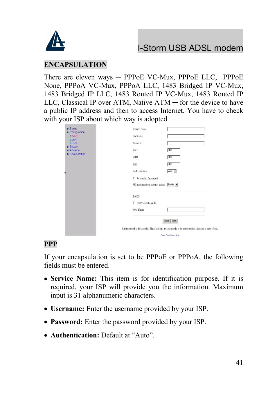 I-storm usb adsl modem | Atlantis Land I-Storm USB ADSL Modem A01-AU1 User Manual | Page 45 / 61