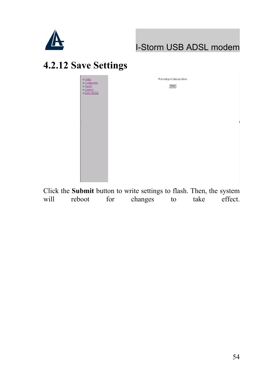 12 save settings | Atlantis Land I-Storm USB ADSL Modem A01-AU1 User Manual | Page 58 / 61