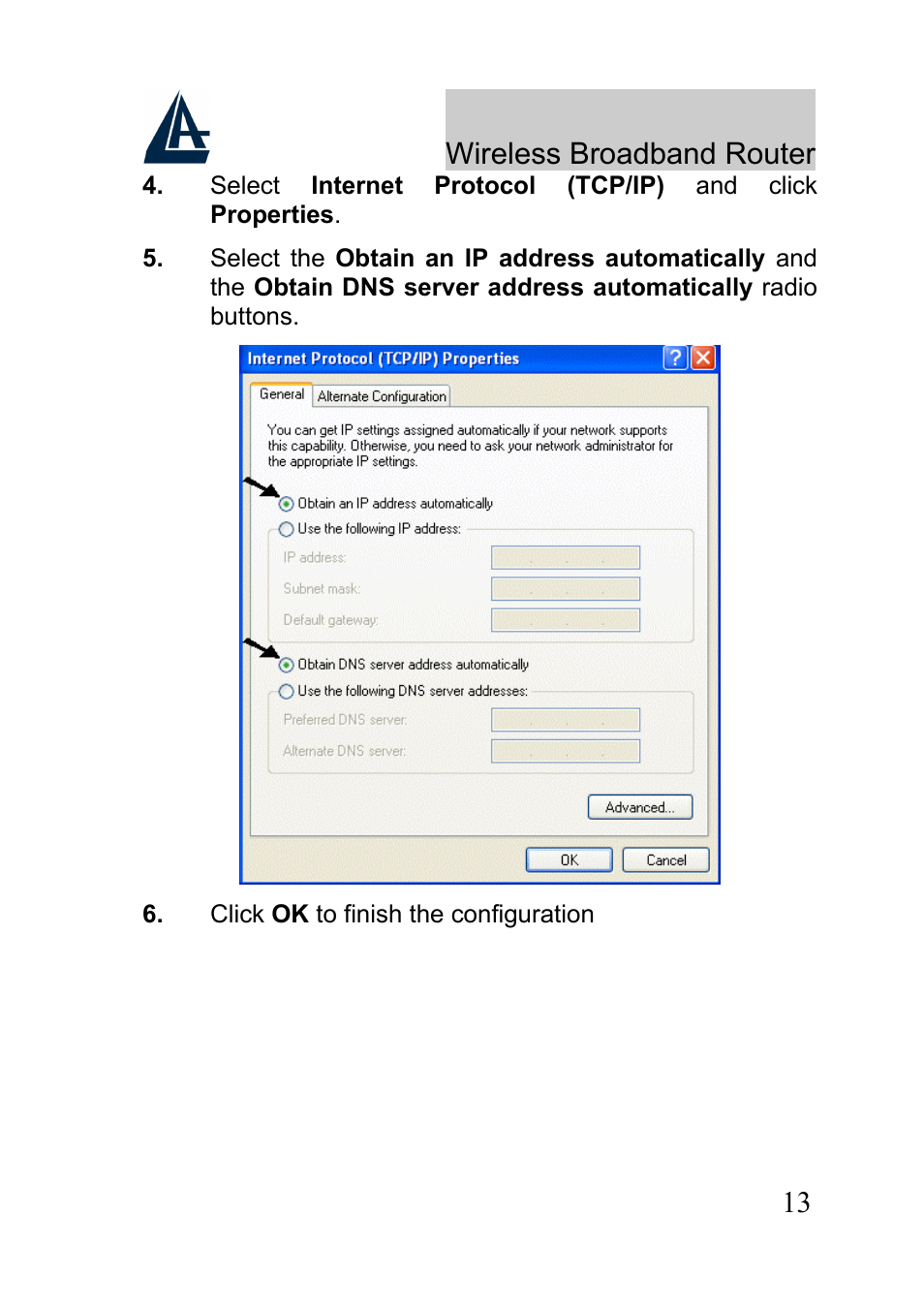 Wireless broadband router | Atlantis Land A02-RB-W54_GE01 User Manual | Page 13 / 22