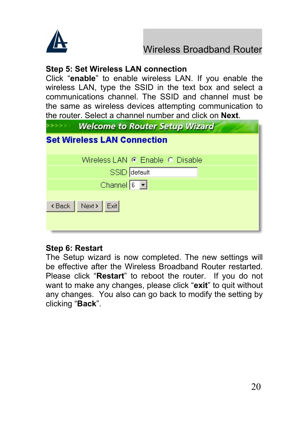 Wireless broadband router | Atlantis Land A02-RB-W54_GE01 User Manual | Page 20 / 22