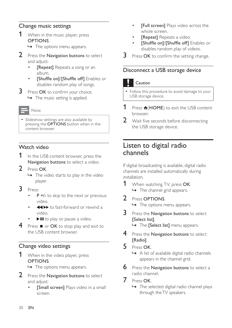 Listen to digital radio channels | Philips 32PFL7694H-12 User Manual | Page 31 / 76