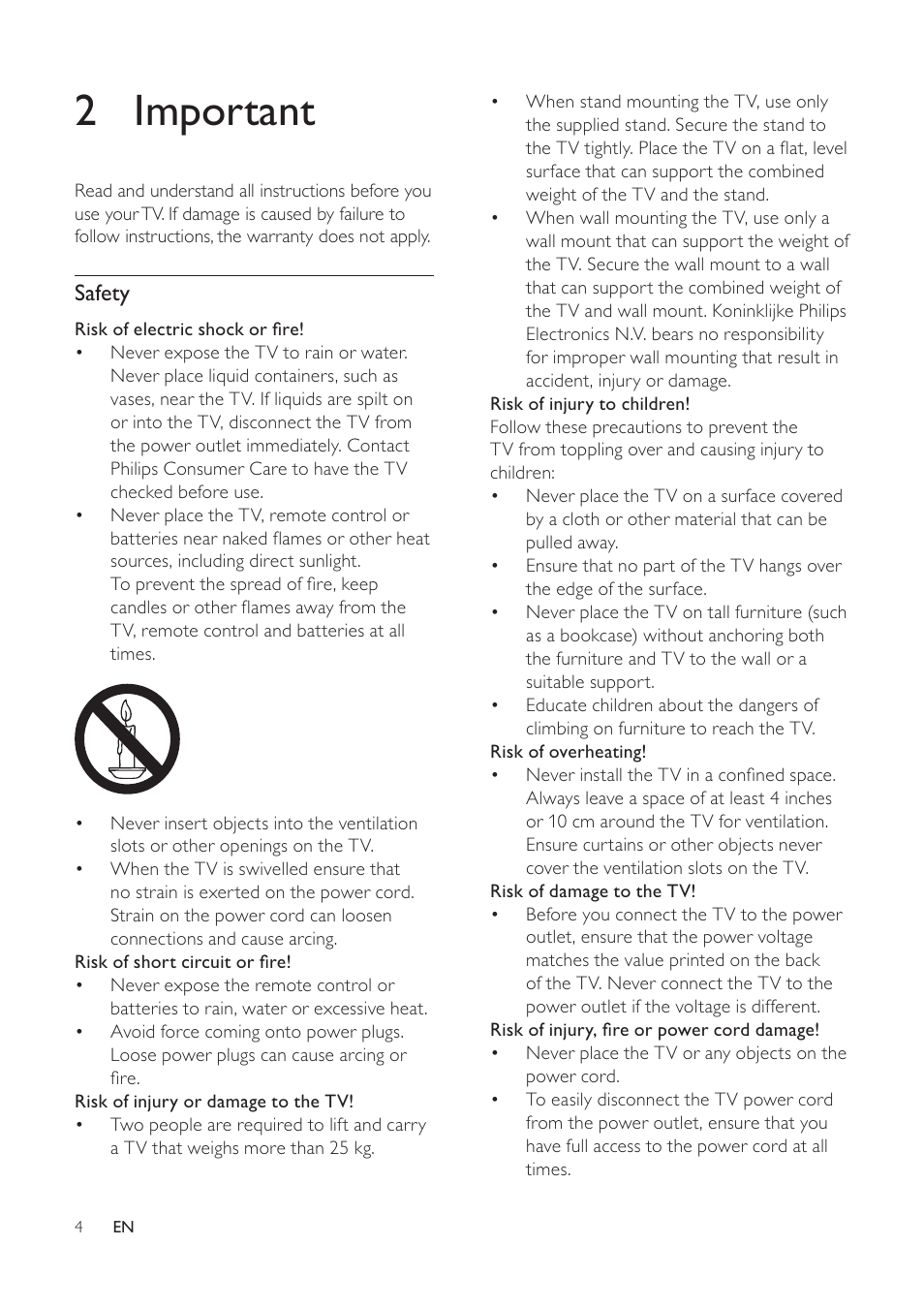 2 important, Safety | Philips 32PFL7694H-12 User Manual | Page 5 / 76