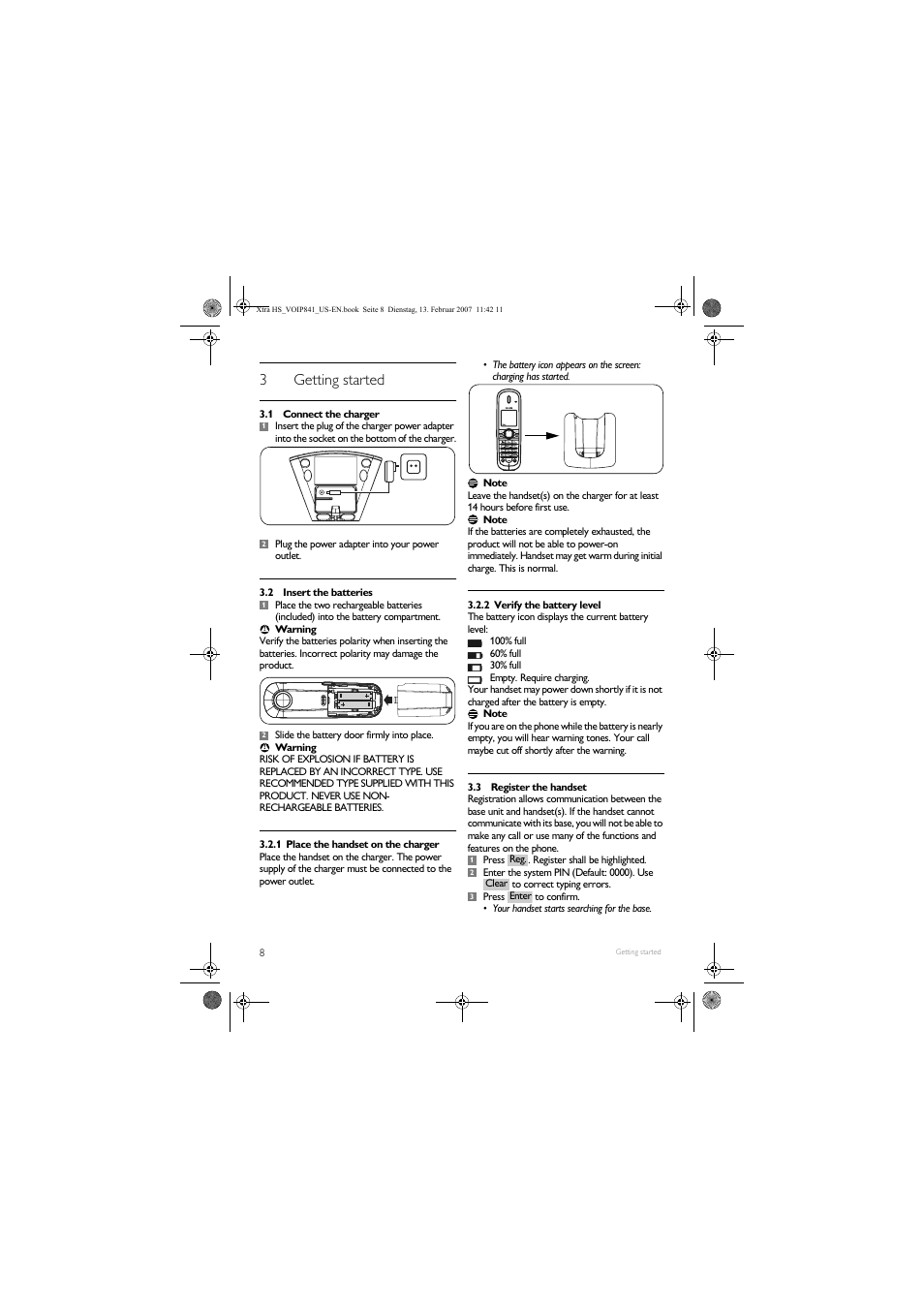 3getting started | Philips VOIP8410B-37 User Manual | Page 10 / 92