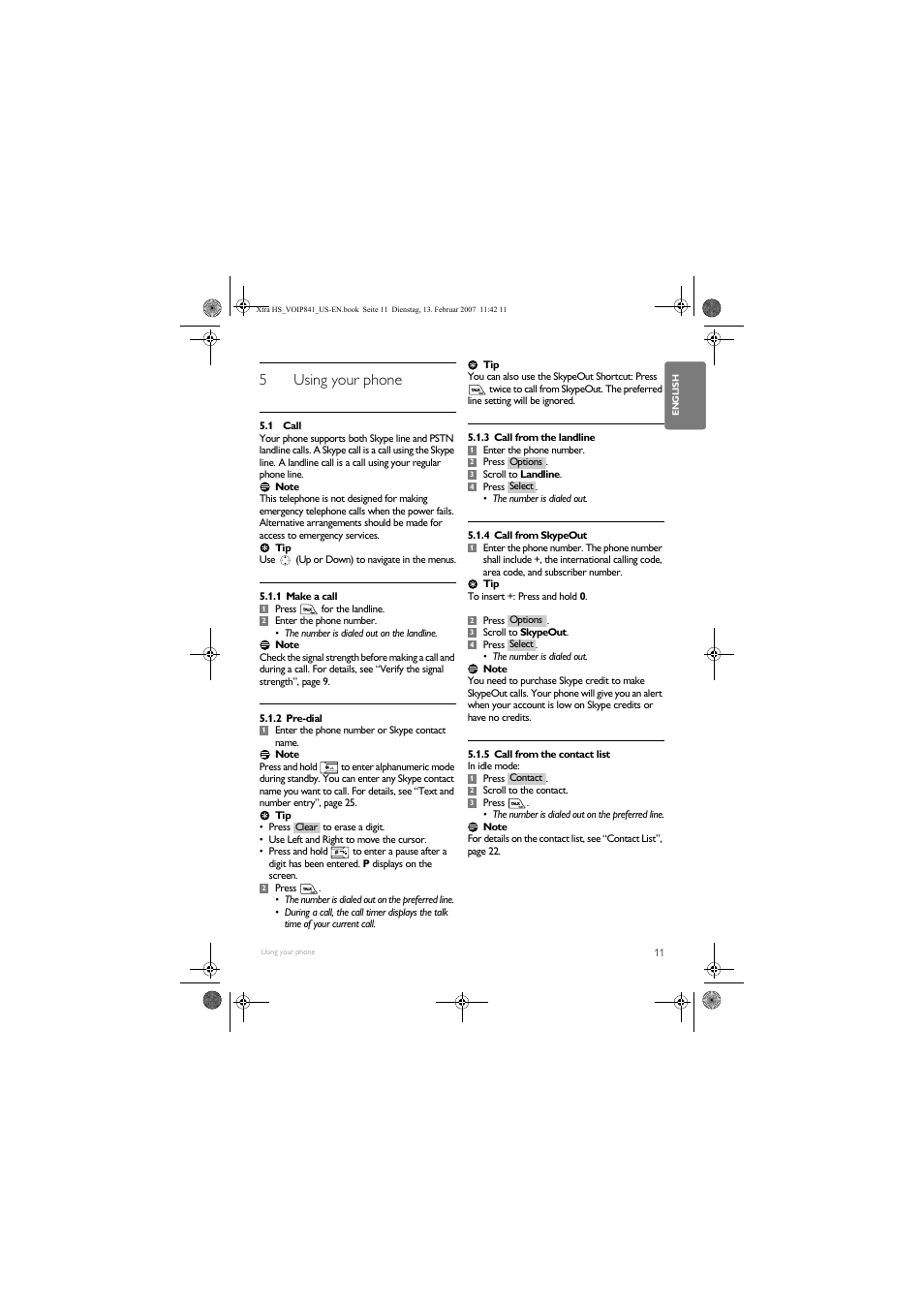 5using your phone | Philips VOIP8410B-37 User Manual | Page 13 / 92