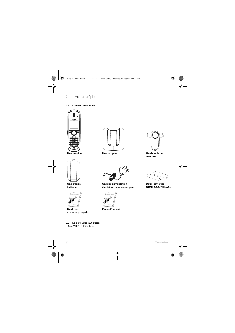 2votre téléphone | Philips VOIP8410B-37 User Manual | Page 34 / 92