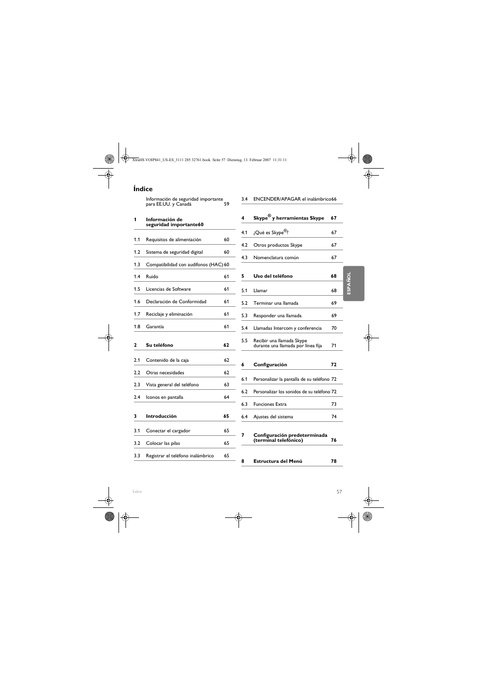 Philips VOIP8410B-37 User Manual | Page 59 / 92