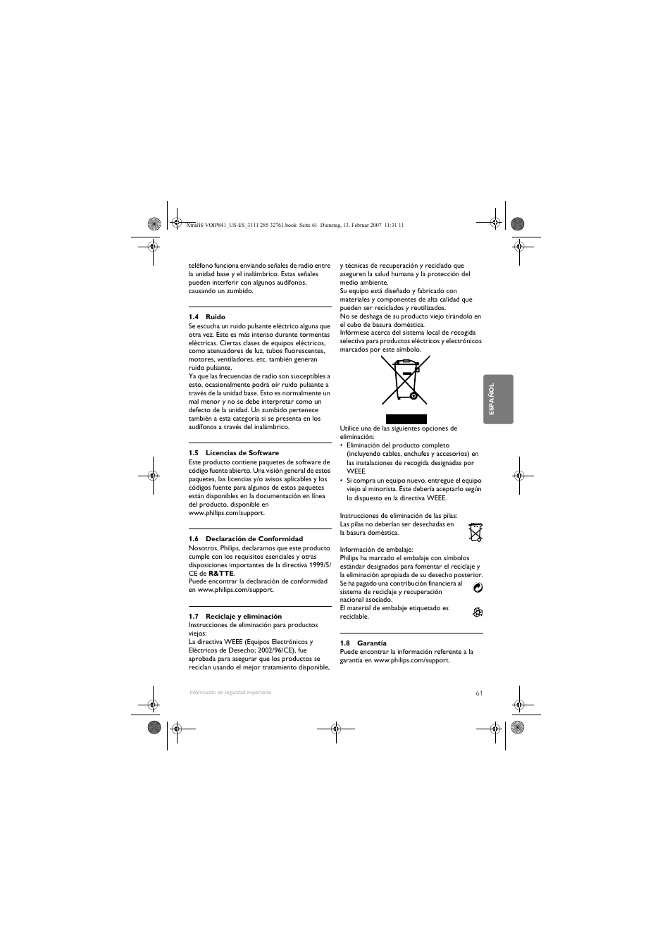 Philips VOIP8410B-37 User Manual | Page 63 / 92