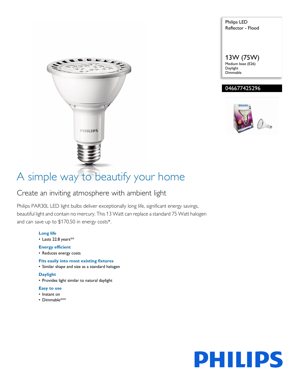 Philips 046677425296 User Manual | 2 pages