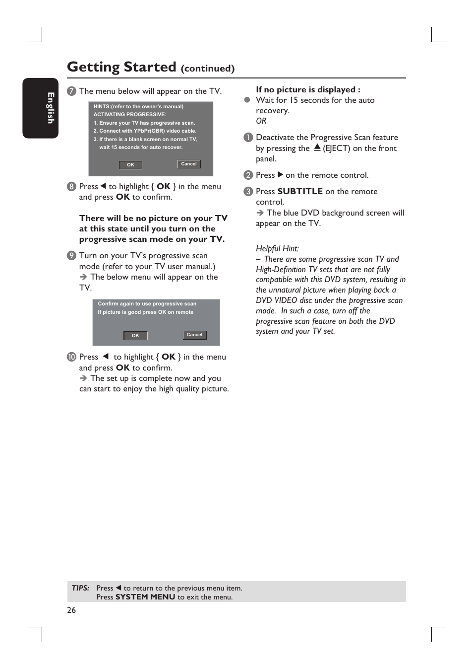 Getting started | Philips HTS9800W-37B User Manual | Page 26 / 56