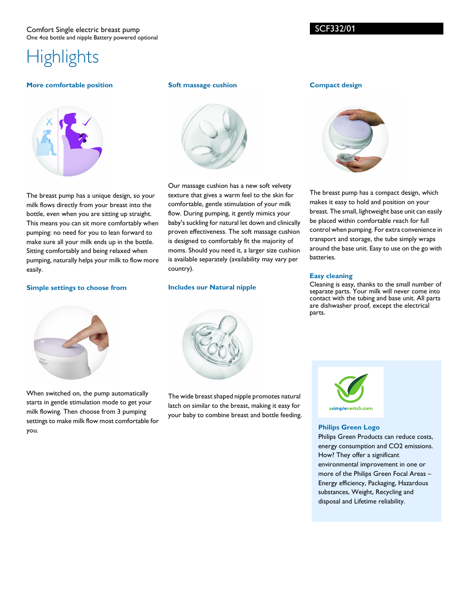 Highlights | Philips SCF332-01 User Manual | Page 2 / 3