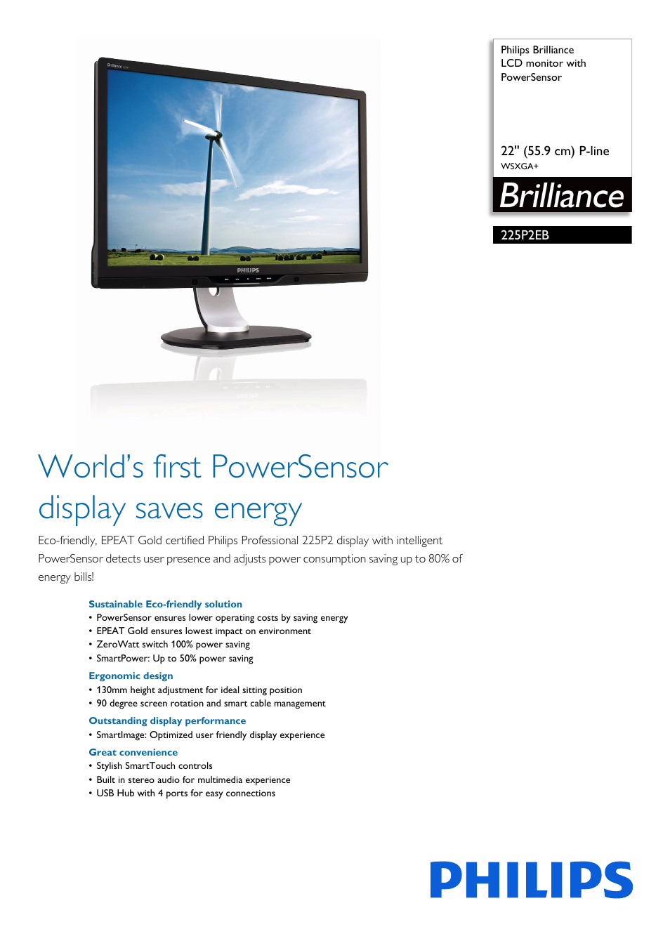 Philips 225P2EB-00 User Manual | 3 pages