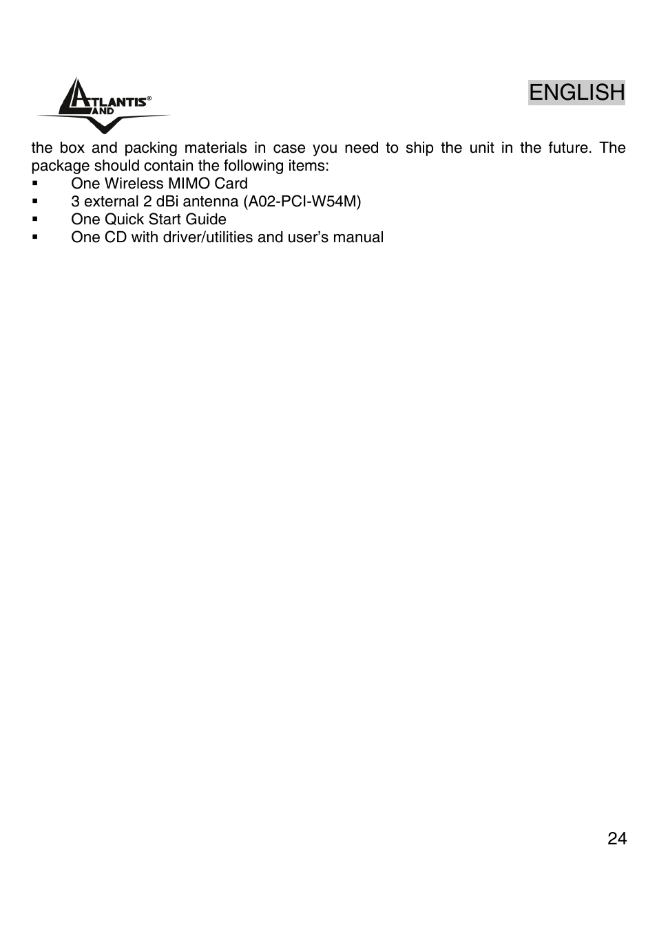 English | Atlantis Land A02-PCI-W54M User Manual | Page 23 / 65