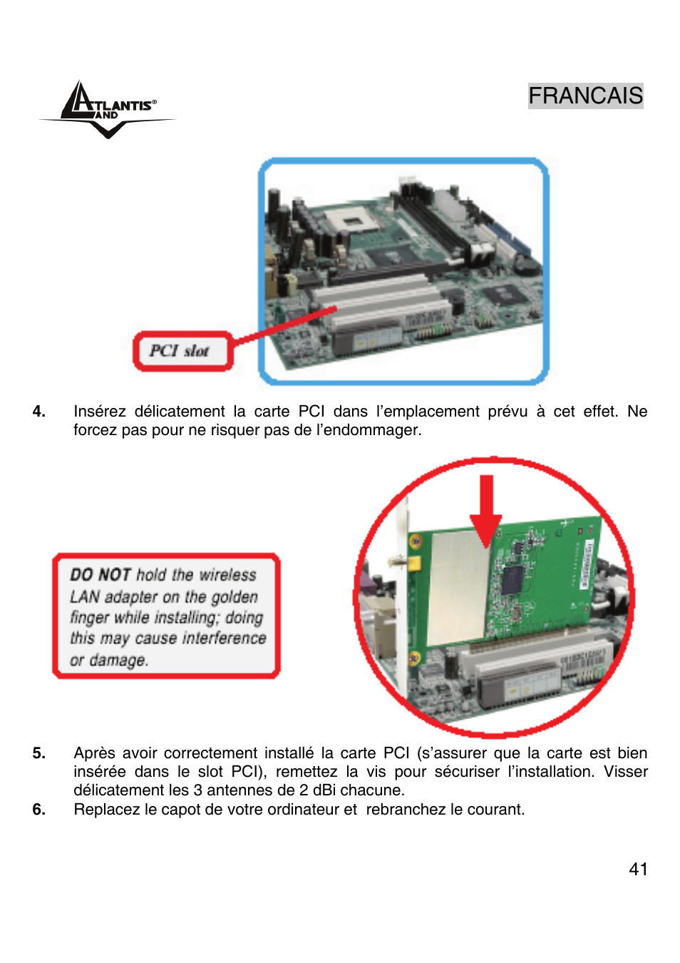 Francais | Atlantis Land A02-PCI-W54M User Manual | Page 40 / 65