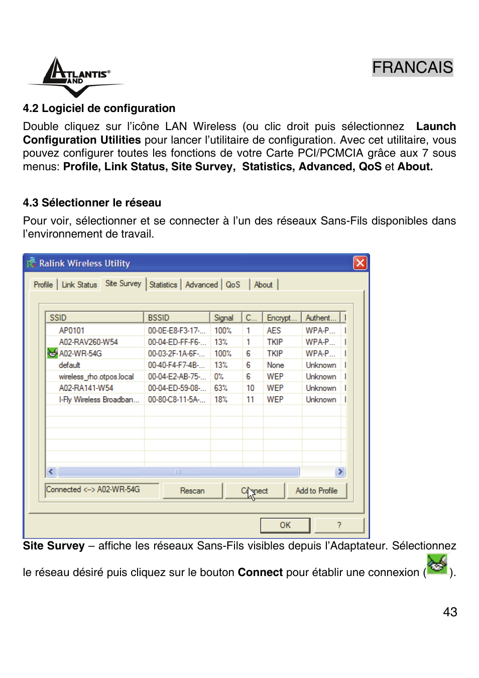 Francais | Atlantis Land A02-PCI-W54M User Manual | Page 42 / 65