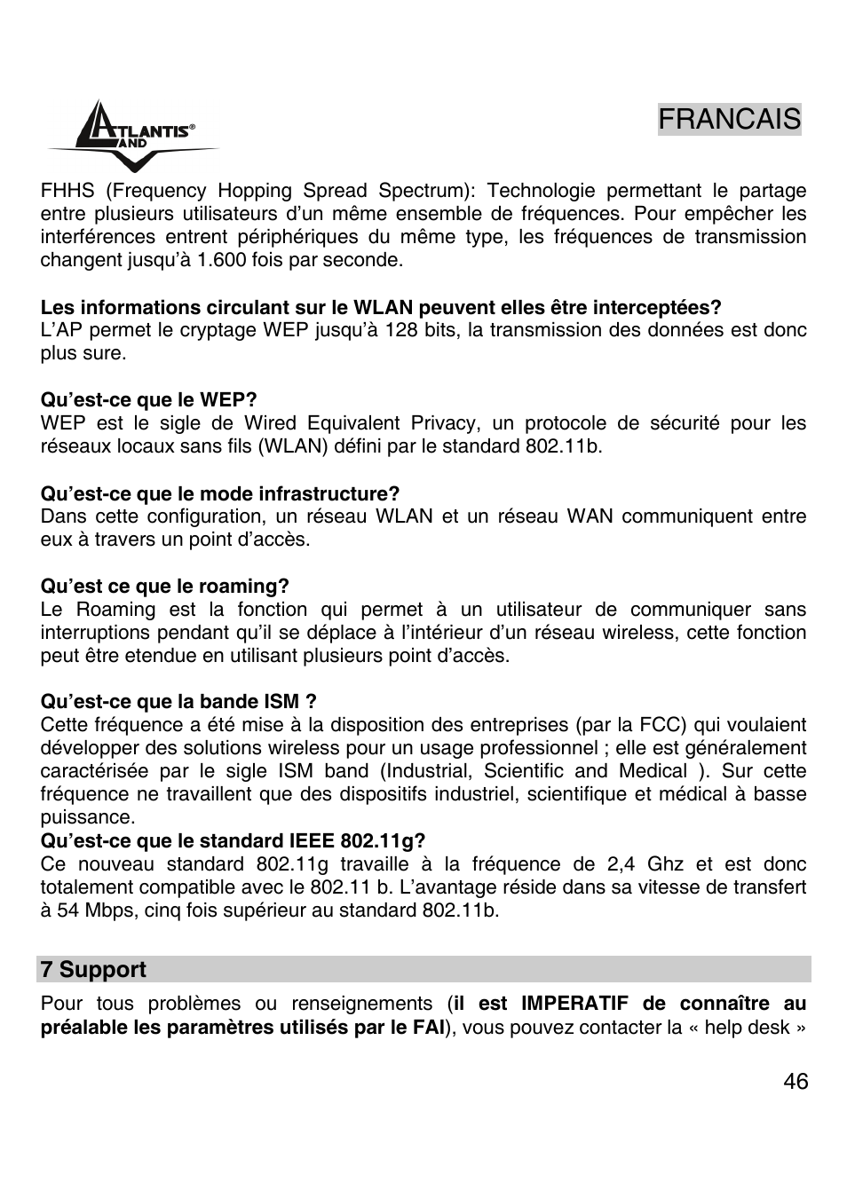 Francais | Atlantis Land A02-PCI-W54M User Manual | Page 45 / 65