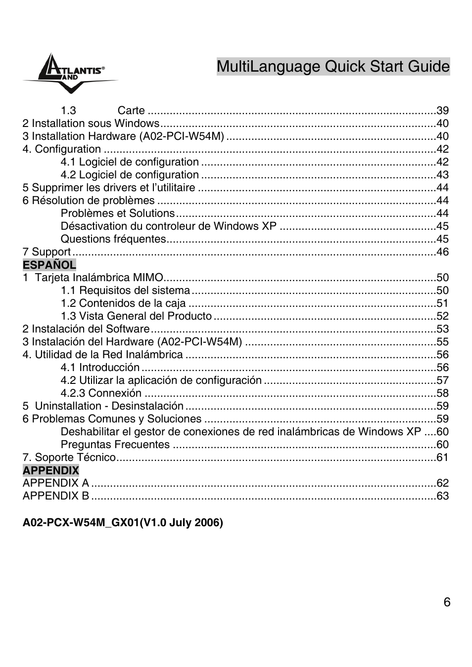 Multilanguage quick start guide | Atlantis Land A02-PCI-W54M User Manual | Page 5 / 65