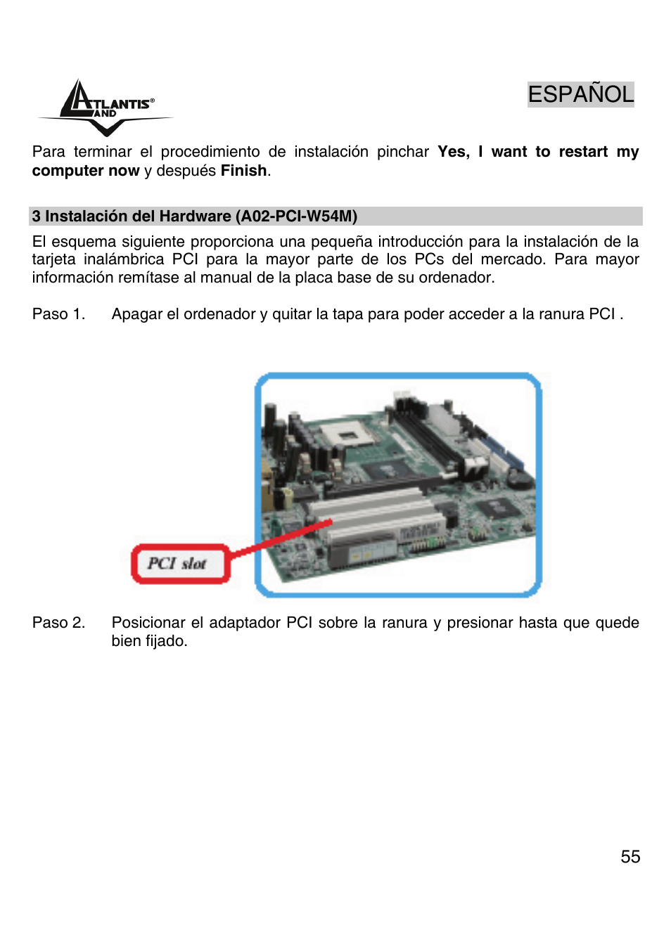 Español | Atlantis Land A02-PCI-W54M User Manual | Page 54 / 65