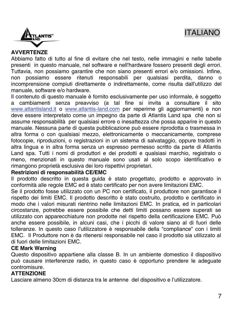 Italiano | Atlantis Land A02-PCI-W54M User Manual | Page 6 / 65
