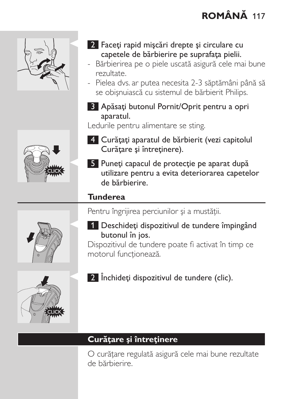 Tunderea, Curăţare şi întreţinere | Philips HQ7340-17 User Manual | Page 115 / 180