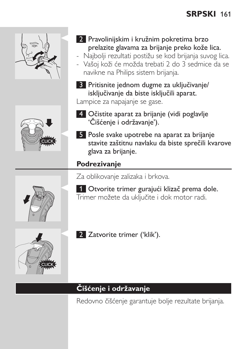 Podrezivanje, Čišćenje i održavanje | Philips HQ7340-17 User Manual | Page 159 / 180