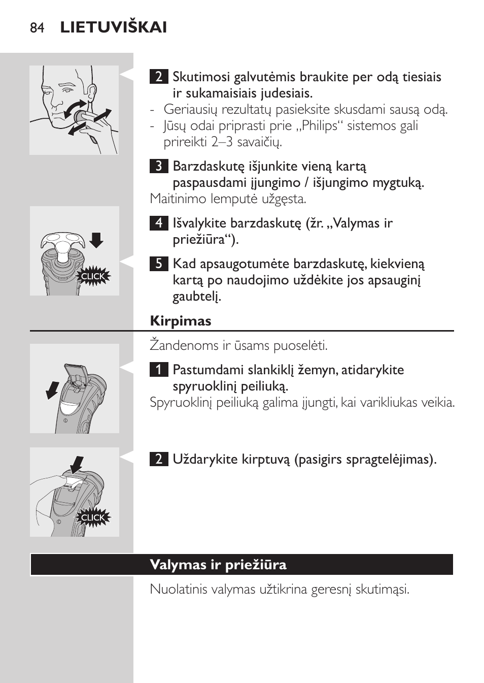 Kirpimas, Valymas ir priežiūra | Philips HQ7340-17 User Manual | Page 82 / 180