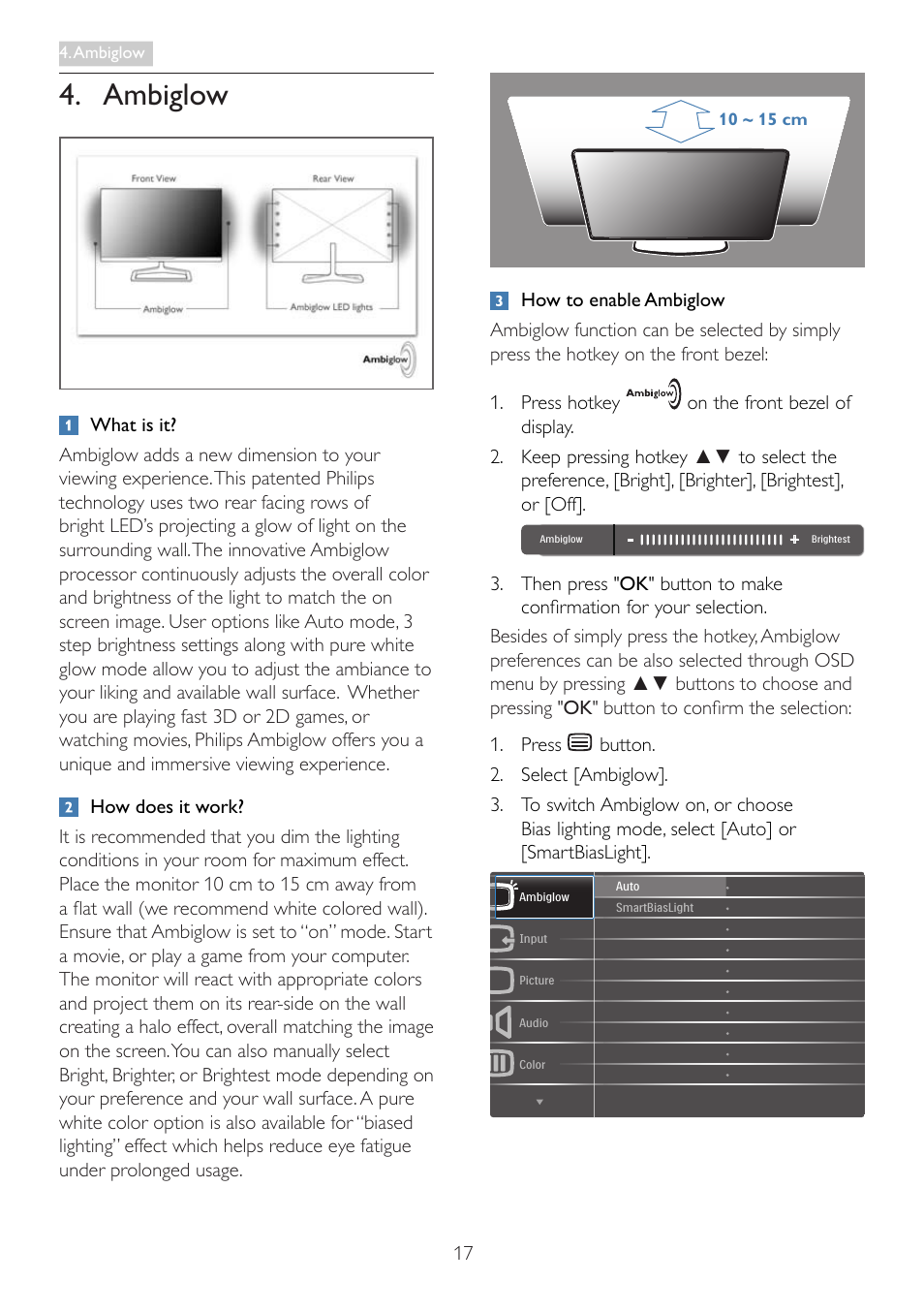 Ambiglow | Philips 278C4QHSN-00 User Manual | Page 19 / 41