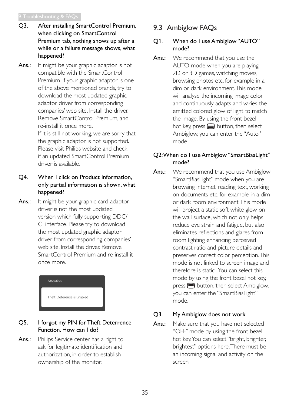 3 ambiglow faqs | Philips 278C4QHSN-00 User Manual | Page 37 / 41