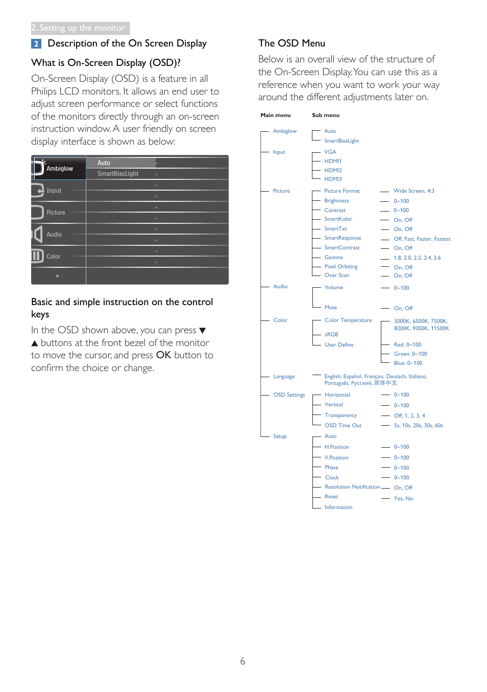 Setting up the monitor | Philips 278C4QHSN-00 User Manual | Page 8 / 41