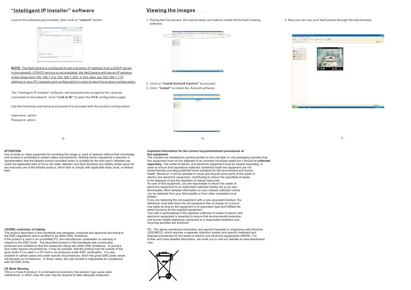 Intelligent ip installer” software, Viewing the images | Atlantis Land 800NV User Manual | Page 2 / 2