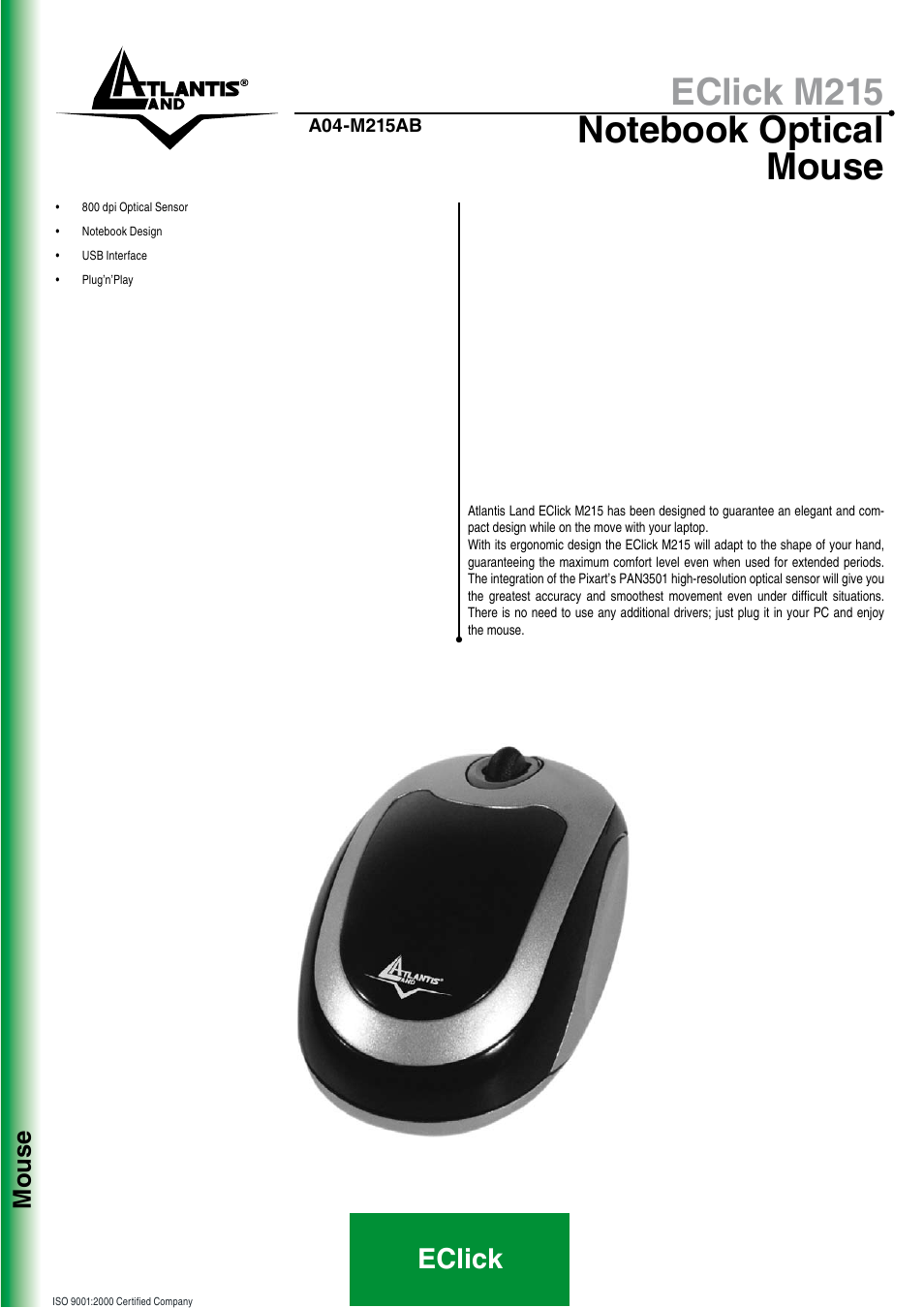 Atlantis Land A04-M215AB User Manual | 2 pages