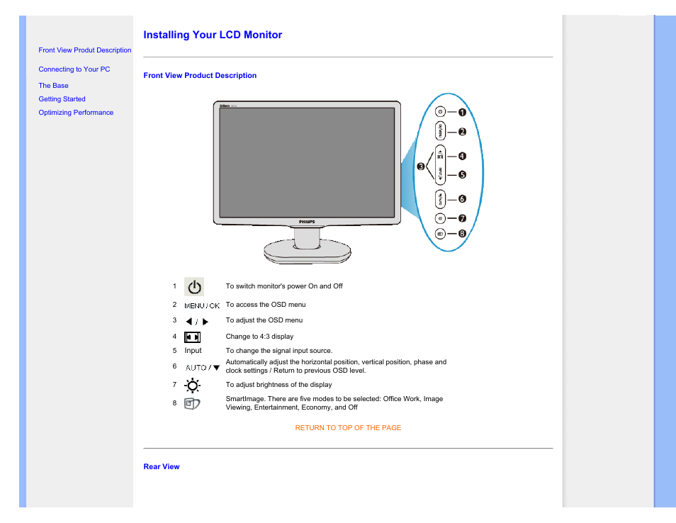 Installing your lcd monitor, Installing your monitor | Philips 220CW9FW-00 User Manual | Page 66 / 116