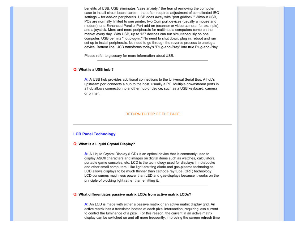Lcd panel technology | Philips 220CW9FW-00 User Manual | Page 8 / 116