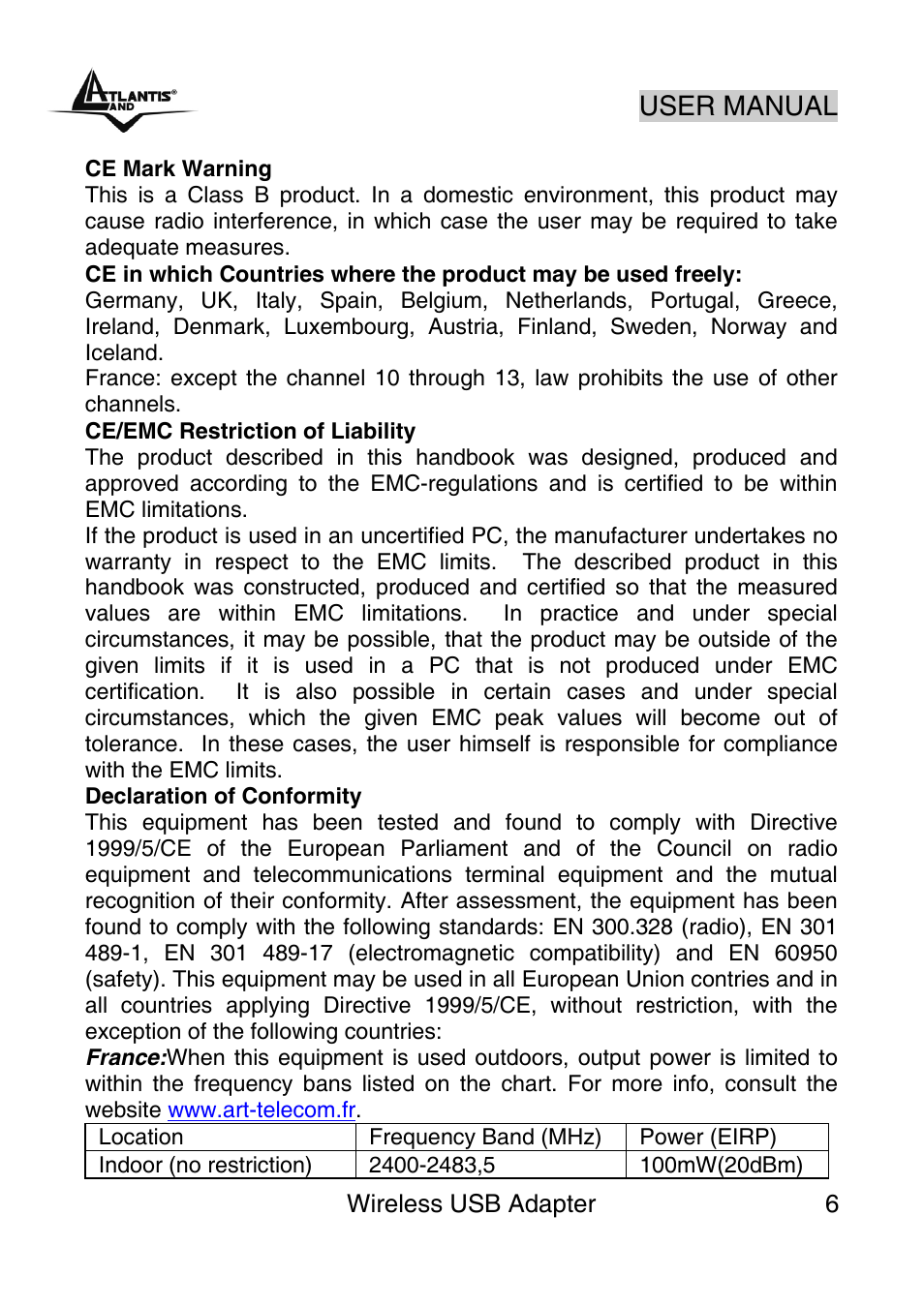 User manual | Atlantis Land NetFly Wireless USB Adapter USB 54 User Manual | Page 6 / 24