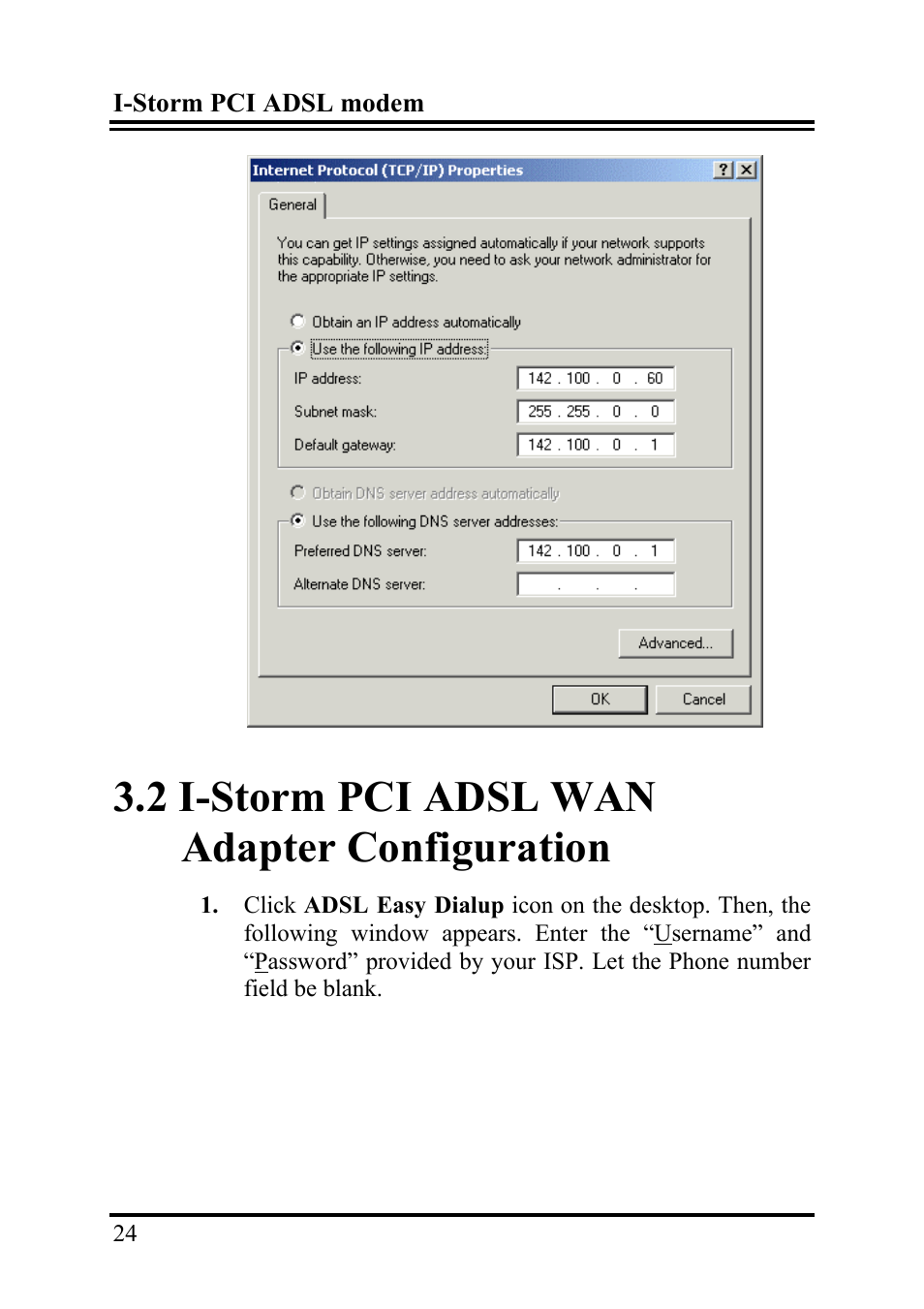 2 i-storm pci adsl wan adapter configuration | Atlantis Land I-Storm User Manual | Page 28 / 30
